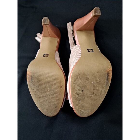 Anne Klein Europa High Heels Akeuropa Pink Peep Toe Bow Slingback Size 8.5 M - Picture 14 of 15